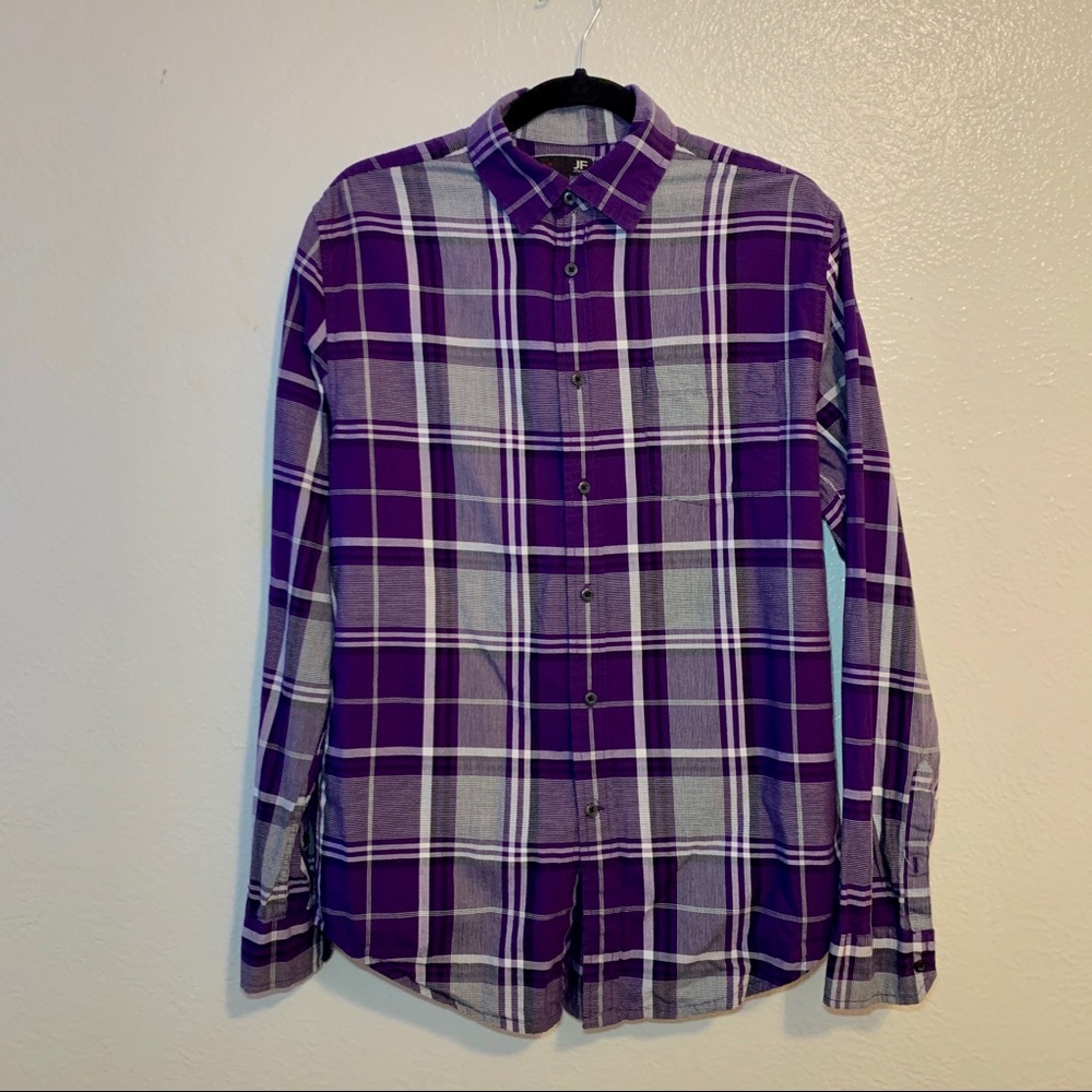 💡Purple J. Ferrar Plaid Button Down Dress Shirt